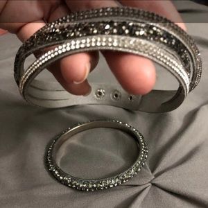 Matching Black Crystal Bangle & Rhinestone Choker